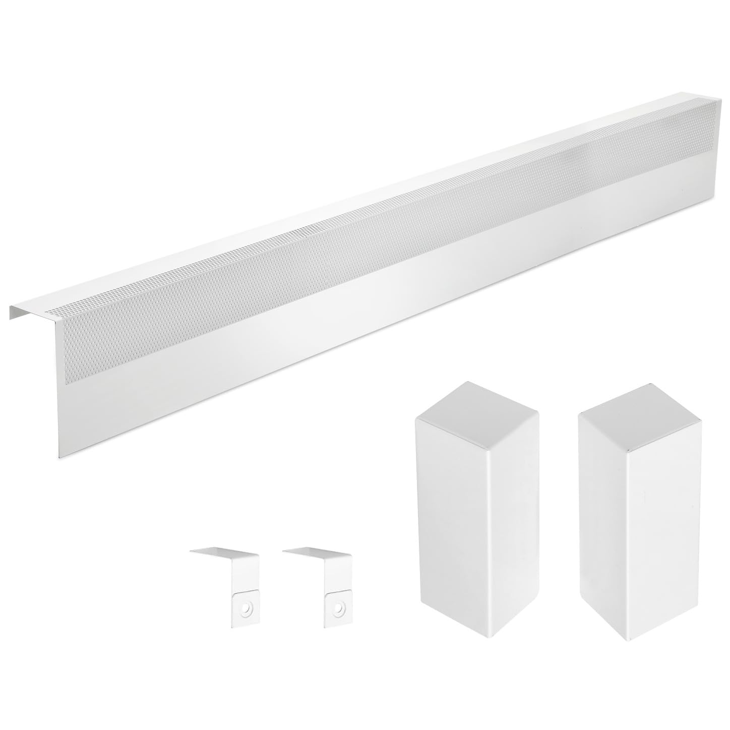 Upgraded 6 FT Baseboard Heater Covers with Left and Right Endcaps, Galvanized Steel Easy Slip-On Baseboard Cover for Replacing Old and Rusty Looking Electric and Hydronic Base board Heater Cover