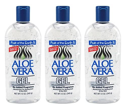 Fruit Of The Earth 100% Aloe Vera 12 Ounce Gel (59ml) (3 Pack)