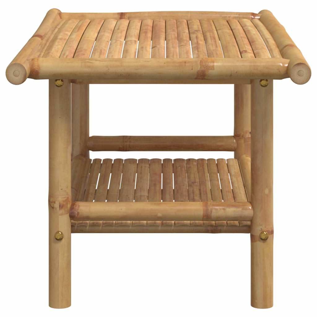 Bambus Couchtisch 70x40x35 cm mit Stauraum, stabiles Bambusmöbel für Innen und Außen als moderner Couchtisch mit Ablagefach und Latten-Design