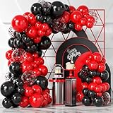 Bezente Red Black Balloons Garland Kit,100Pcs Black Red Balloons and Red Black Confetti Balloons Arch for Wedding Birthday Graduation BBQ Casino Party Prom Party Arch Decoration