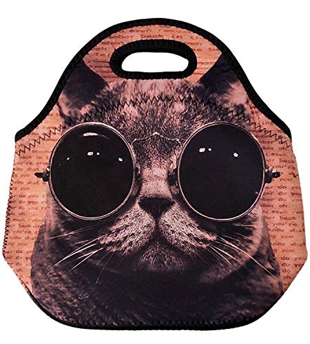 Wrapables Lancheiras reutilizáveis de neoprene isoladas, tamanho único, gato maluco