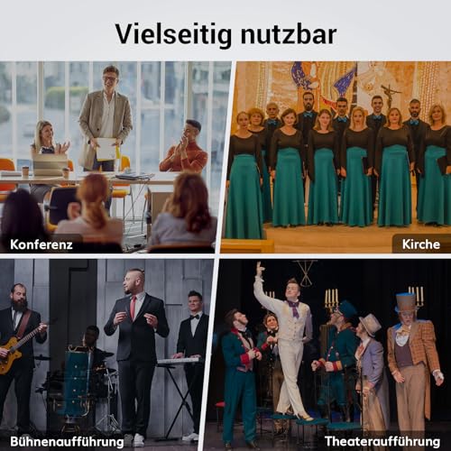 TONOR UHF Mikrofon Kabellos Set mit 4 Bodypack Transmitter/Headset/Lavalier Wireless Microphone, 4x5 Frequenzen 60m Reichweite Funkmikrofon für Gesang Karaoke Kirche DJ PA System Lautsprecher, TW364