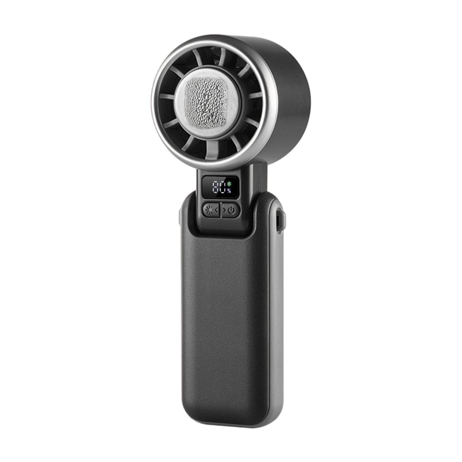 Ventilador portátil de mano con 5 velocidades y pantalla digital para camping y playa