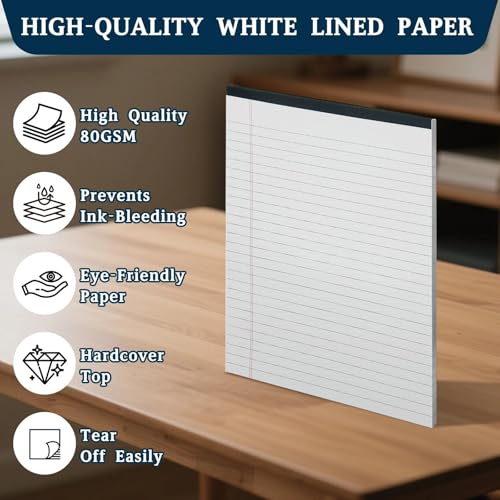10PCS Notepad 8.5 x 11 White Lined Paper, 8.5 x 11 Legal Pads 30 Sheets/Pad, Office School Note Paper, Wide Ruled Writing Pad for Meetings, Homework, Journaling and Daily Notes(A4  image 1