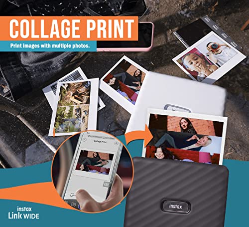 FUJIFILM InstAX Link Ampla Impressora para Smartphone (Cinza Mocha) e Pacote Básico c/ Filme Instax