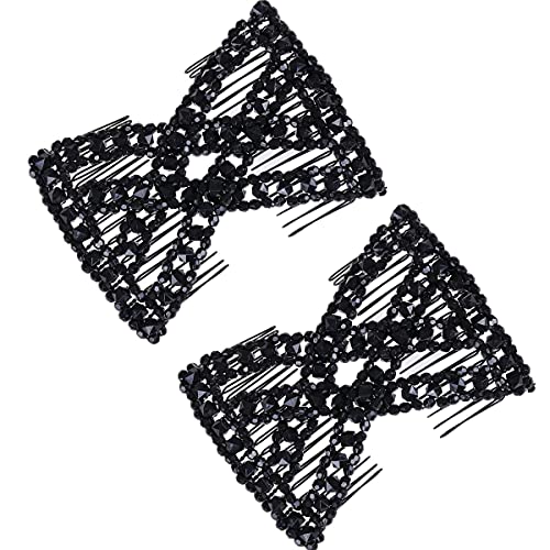 FXQHAN Easy Stretchable Combs, Lady Women Hair Combs, Double Clips Comb, 2-count