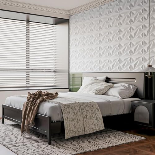 Image of Kayra Decor 3D PVC Wall Panels - Diamond Design, White Color 19.7 inch x 19.7 inch (Pack of 3) - Covers 8.07 Sq. Ft.