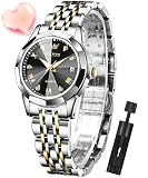 OLEVS Watch for Women Analog Quartz Diamond Fashion Elegant Dress Ladies Watch Stainless Steel Two T