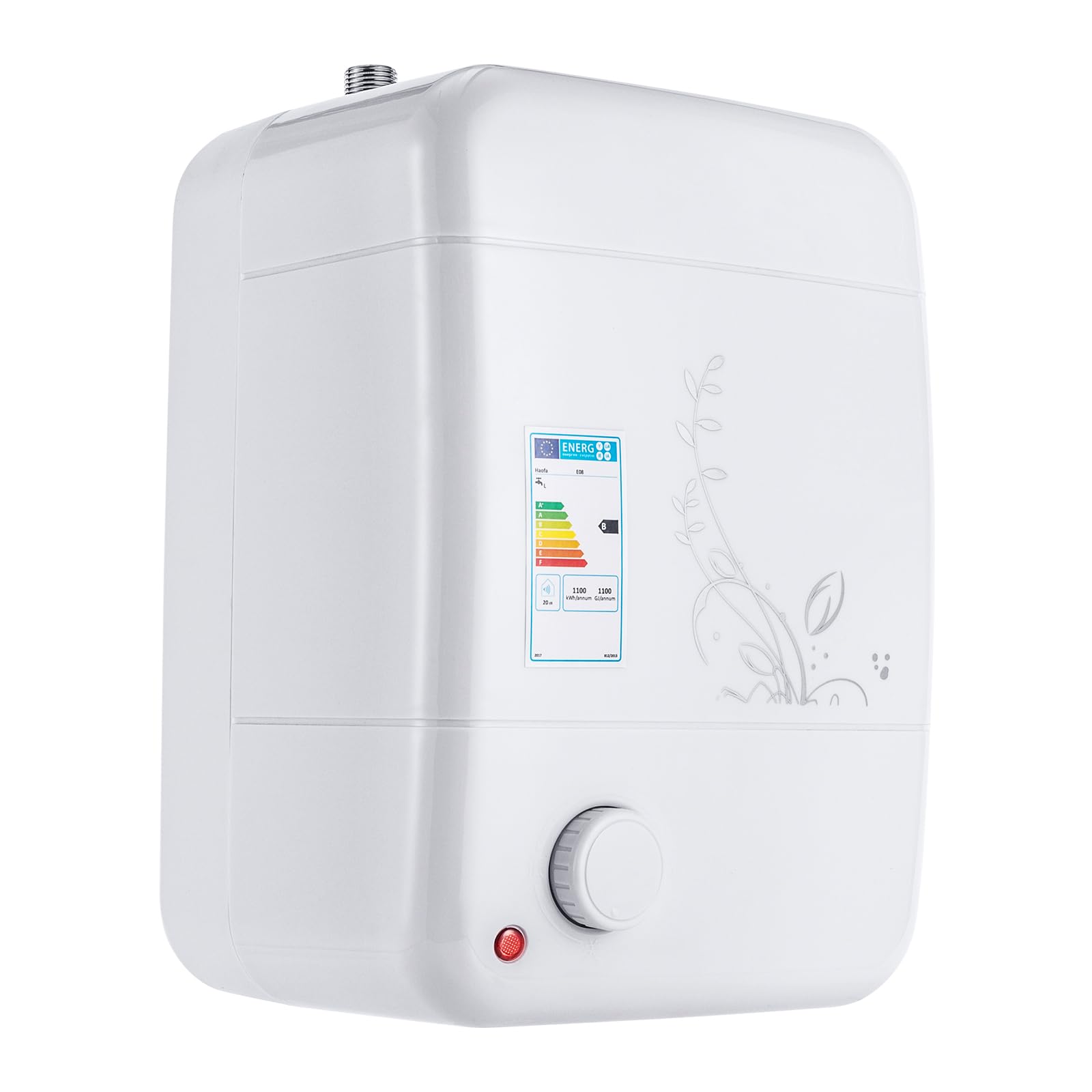 Zbiornik ciepłej wody 8 l, bojler dolny, 1500 W, mały, odporny na ciśnienie bojler ciepłej wody z funkcją Thermostop, bojler pod stół 30-65°C, regulowana temperatura do kuchni i łazienki, 23