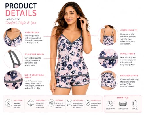 Image of Love Maker Women's Soft Babydoll Print Midi Halter Chemise Scoop Neck S-3XL Pink