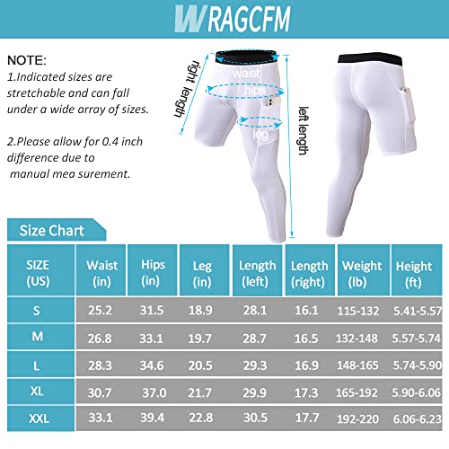 One Leg Compression Tights For Men,Men's Compression Basketball Tights Athletic Leggings With Pockets Running Base Layer Active Underwear Breathable Quick Dry(White,S) #TOP5