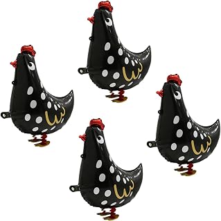 4D Realistic Walking Chicken Balloon Cute Pet Farm Animals Balloon Chick Easter Decor, 4 Pack Black Chicken Walk Balloons Toys Air Walker Animal Party Supplies Baby Shower Wedding Birthday Decortion