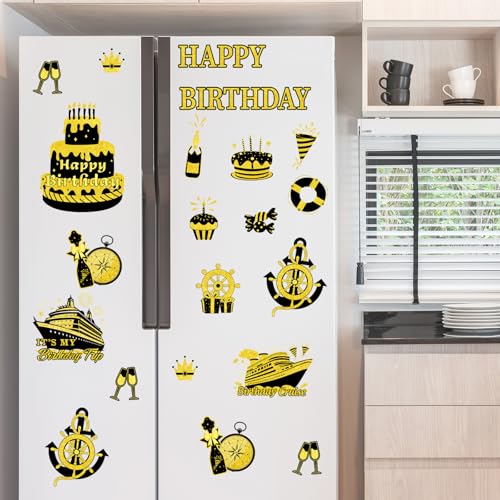 Imanes decorativos negro oro para cumpleaños 16 unidades miniatura 5