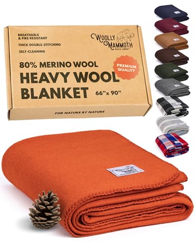 Woolly Mammoth Coperta in lana merino, spessa, per campeggio e