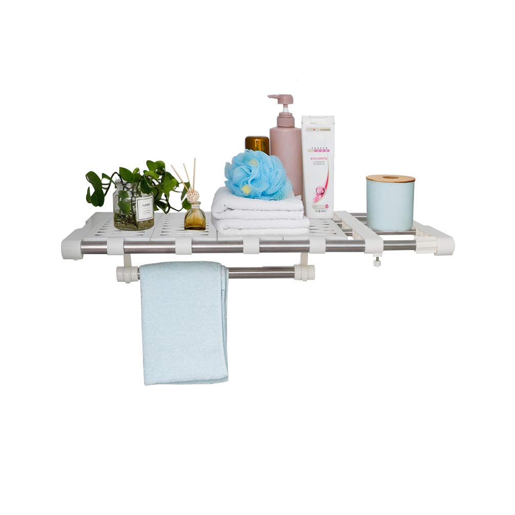 BAOYOUNI Expandable Closet Shelf Rod Clothes Storage Rack Organizer Separator Space Saving with 5 Mesh Spacers and 1 Hanging Rod, 17.72-27.56 in