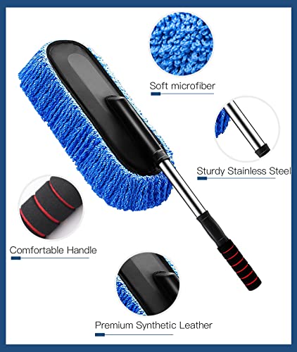 Yeewayveh Car Duster Kit, 2 Pack Car Dust Brush Set With Microfiber Pollen Dusters Scratch Free, Extendable Car Duster Brush & Dash Duster For Car Exterior Interior Cleaning Tools #TOP6
