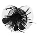 Produktbild JIAHG Damen Fascinator Hanf Hut atmungsaktiv Braut Feder Blumen Kopfschmücke Brautschmuck Haar Clip Hut für Party Kirche Hochzeit Festival