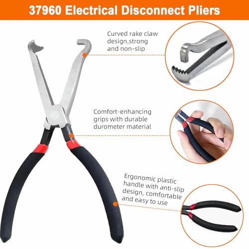 4Pcs Electrical Disconnect Pliers 37960, 60 Degree Electrical Connector Pliers 37980, Electrical Connector Separator 13120 with11 Terminal Removal Tools, Electrical Plug Disconnect Tools by GREAPA - Image 6