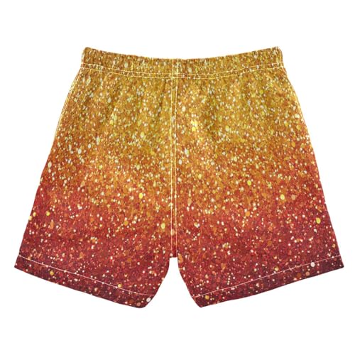 Boccsty Orange Red Gradient Gold Glitter Boys Swim Trunks Baby Kids Swimwear Summer Toddler Beach Board Shorts 2T2