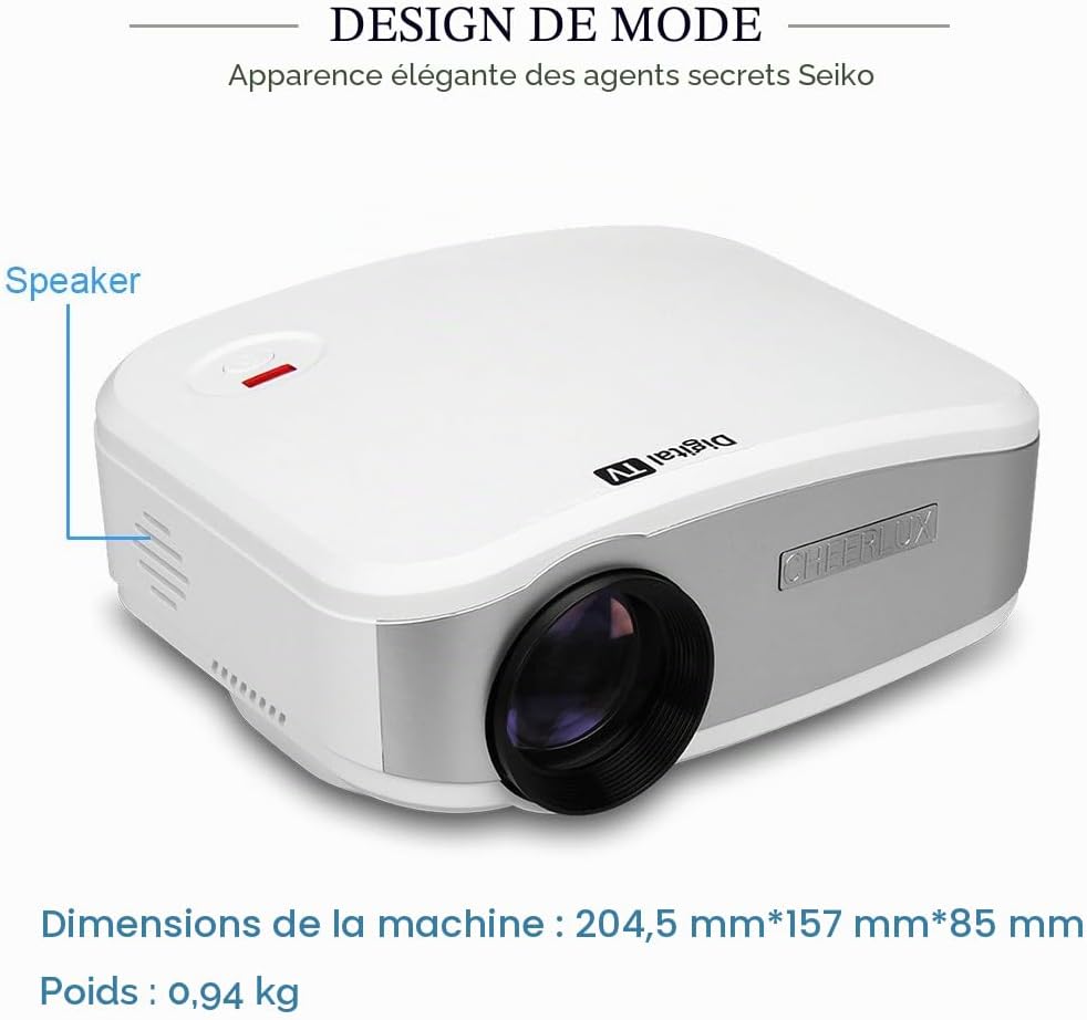 ຂ້າງ view of Cheerlux C6 projector showing speaker grille