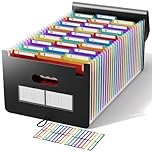 ABC life Accordion File Organiser 26 Pockets, A4 Expanding File Folders, Monthly Bill Receipt Documents Organiser, Paperwork Storage Filing Folder, A-Z Colorful Tabs