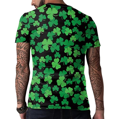 Image of Eciodci Men's St Patricks Day T-Shirts Novelty 3D Printed Shamrock Tuxedo Tees Shirt Clover Leaves Casual Short Sleeve Shirts