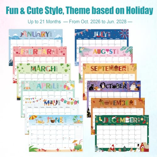 Image of GuassLee Desk Calendar 2027, 21 Month Oct 2026-Jun 2028, 17 inchx11.5 inch
