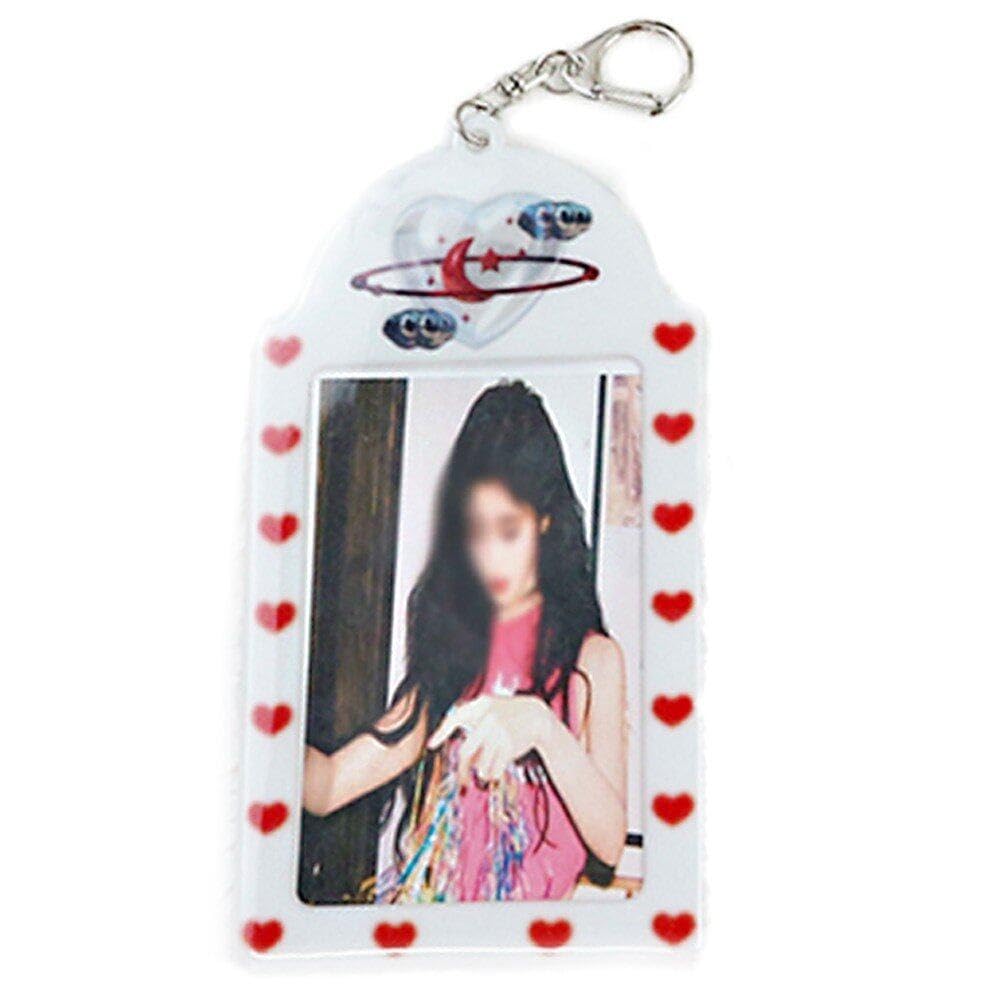 Fituenly White Photocard Holder Keychain, Credit Id Bank Card Id Badge Holder Bus Card Student Card Photo Card Cover Protector Cute Photocard Holder For School Id Office Id Card