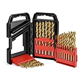 WORKPRO 29 Pcs Juego de Brocas para Metal Madera Broca Helicoidal Titanio Avanzada HSS Estuche de Almacenamiento de ABS
