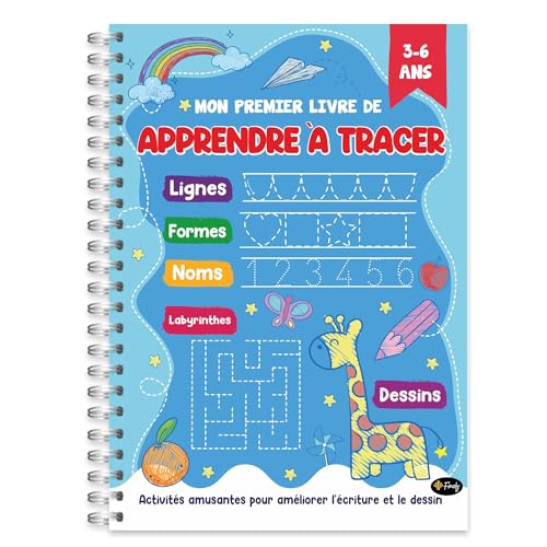 Finoly Mi Primer Libro Grafomotricidad Niños de 3 a 6 años | Cuaderno Trazos y Preescritura | Aprender Actividades y Ejercicios Líneas Formas Números Laberintos Dibujos (Francés)