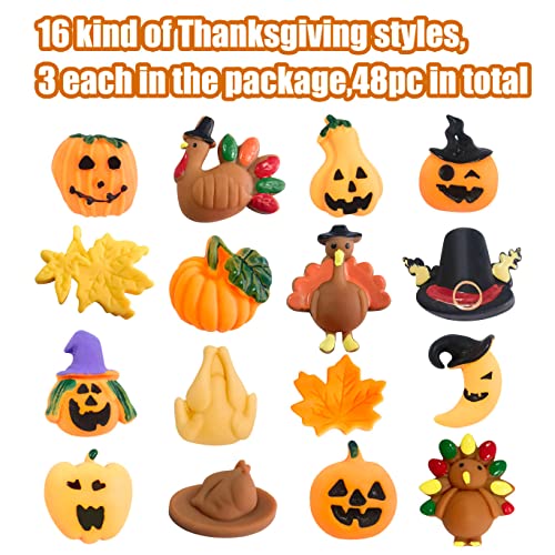 Holydeck 48 Pcs Fall Decor Mochi Squishy Toys,Mini Cute Squeeze Toy Stress Reliever Anxiety Packs for Kids Thanksgiving Day Party Favor,Fall Decrations(Thanksgiving)