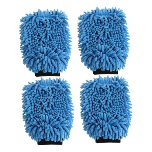 MOTHNUR 4 pezzi Guanti da Lavaggio Auto in Microfibra Chenille Morbidi e Assorbenti Protezione Mani con Spugna Rinforzata per Auto Moto Barche e Camion Pulizia Delicata di Vernice e Vetri