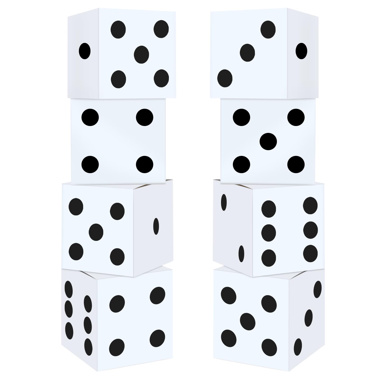 8PCS Large Casino Dice Boxes 11 Inch Casino Theme Party Decoration Jumbo Giant Dice Favor Boxes Bulk for Board Game Night Table Centerpiece Las Vegas Graduation Prom Birthday Party Supply, White