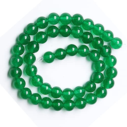 46Pcs 8Mm Natural Chinese Green Jade Beads Chalcedony Round Loose Gemstone Crystal Energy Healing Power Stone Beads For Jewelry Making Diy Bracelet (8Mm, Chinese Green Jade) #TOP3