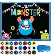 Kids Party Games, Pin The Eye on The Monster, Halloween Party Activities for Children