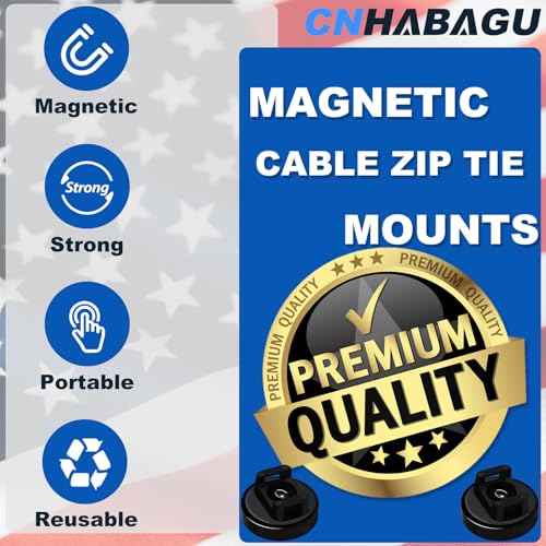 CNHABAGU Magnet Zip Tie Mount Magnetic Zip Ties Mount 25LBS Strong Multipurpose Wire Cable Holder Mount Wire Clips Management for Home Office Marine Electrical Wiring (Black, 24 Piece) by CNHABAGU - Image 2