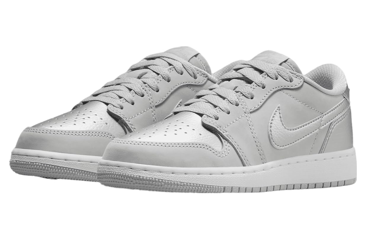 Jordan Big Kid's 1 Retro Low OG Gris neutro/plateado metálico (CZ0858 002), Gris neutro/plateado metálico, 6.5 US Big Kid