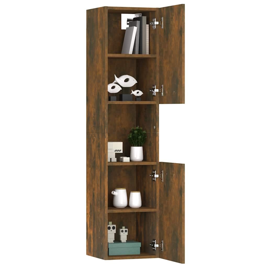 Mobile Colonna Bagno 30x30x130 cm Legno Multistrato Rovere Fumo