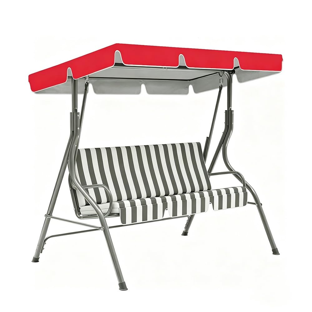 BEWEGNLNHK Waterproof Patio Swing Canopy Replacement Cover 2 3 Seater Porch Swing Canopy Replacement Top Cover Outdoor Swing Cover For Garden Porch Hammock(Red,249x185cm/98x73in)