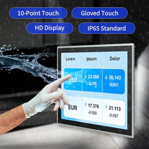 Image of 19 inch Industrial Embedded Touchscreen Monitor, Capacitive Multi-Touch Screen Industrial Front IP65 Monitor Built-in Speakers, HD-MI in, USB, VGA, 16:10 1280x1024 Display