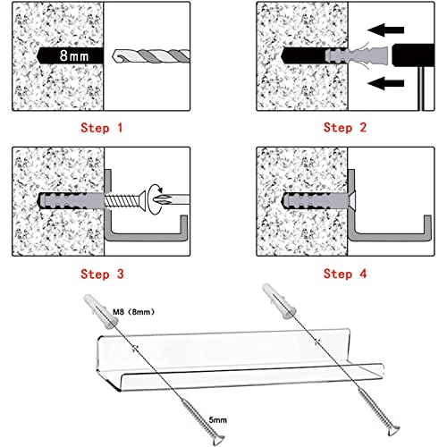 Cerpourt Acrylic Floating Wall Ledge Shelf, Clear Bathroom Storage Shelves Display,Acrylic 15\" Invisible Bookshelf (2pack) - Thumbnail 5