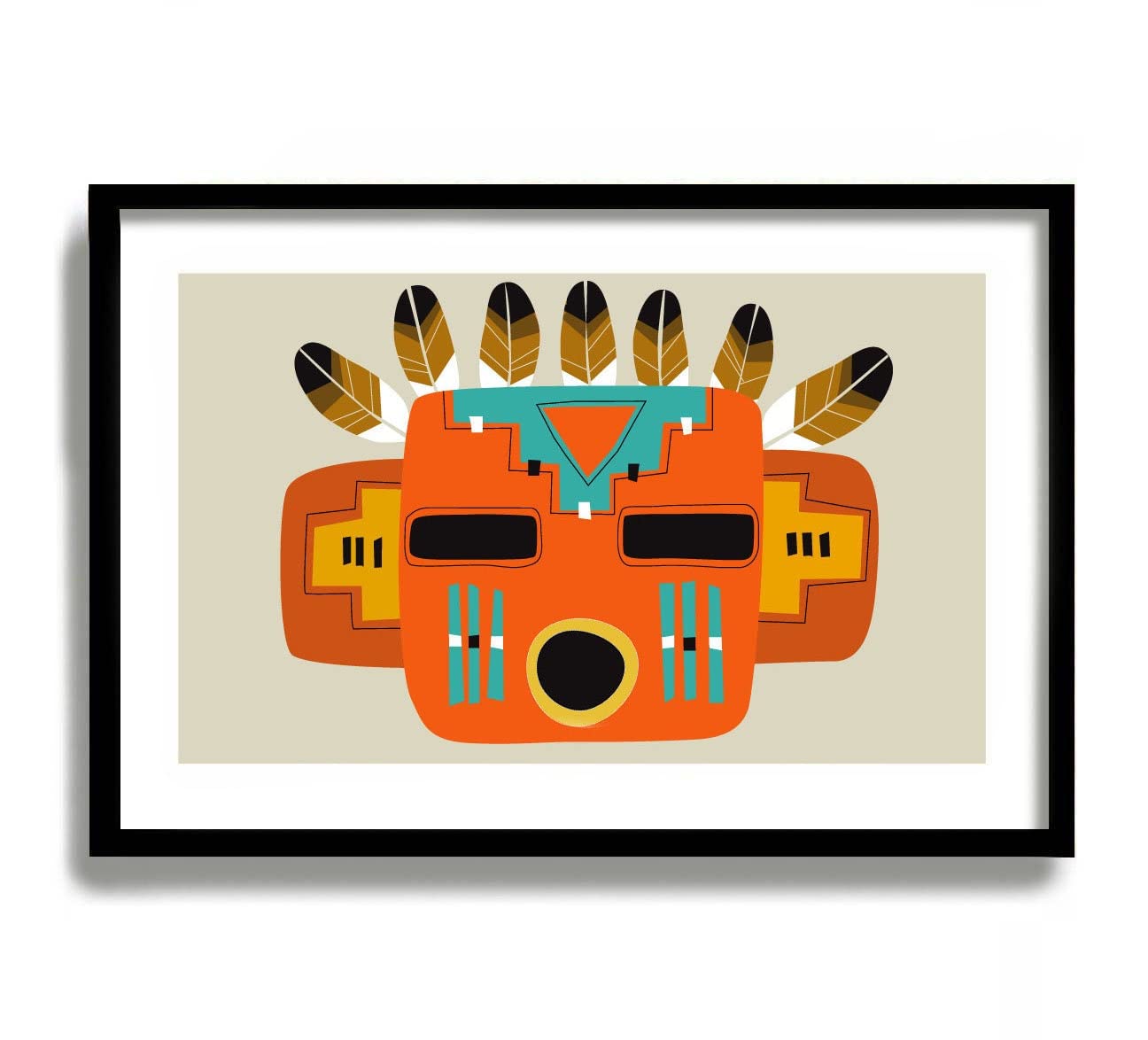 GenericUSA Poster Kachina Doll, Hopi Kachina Southwestern Decor, Native American Wall Art, Mid Century Modern Art Print, American Indian, Rustic Western Decor Unframed #326 11x17 Inches, white