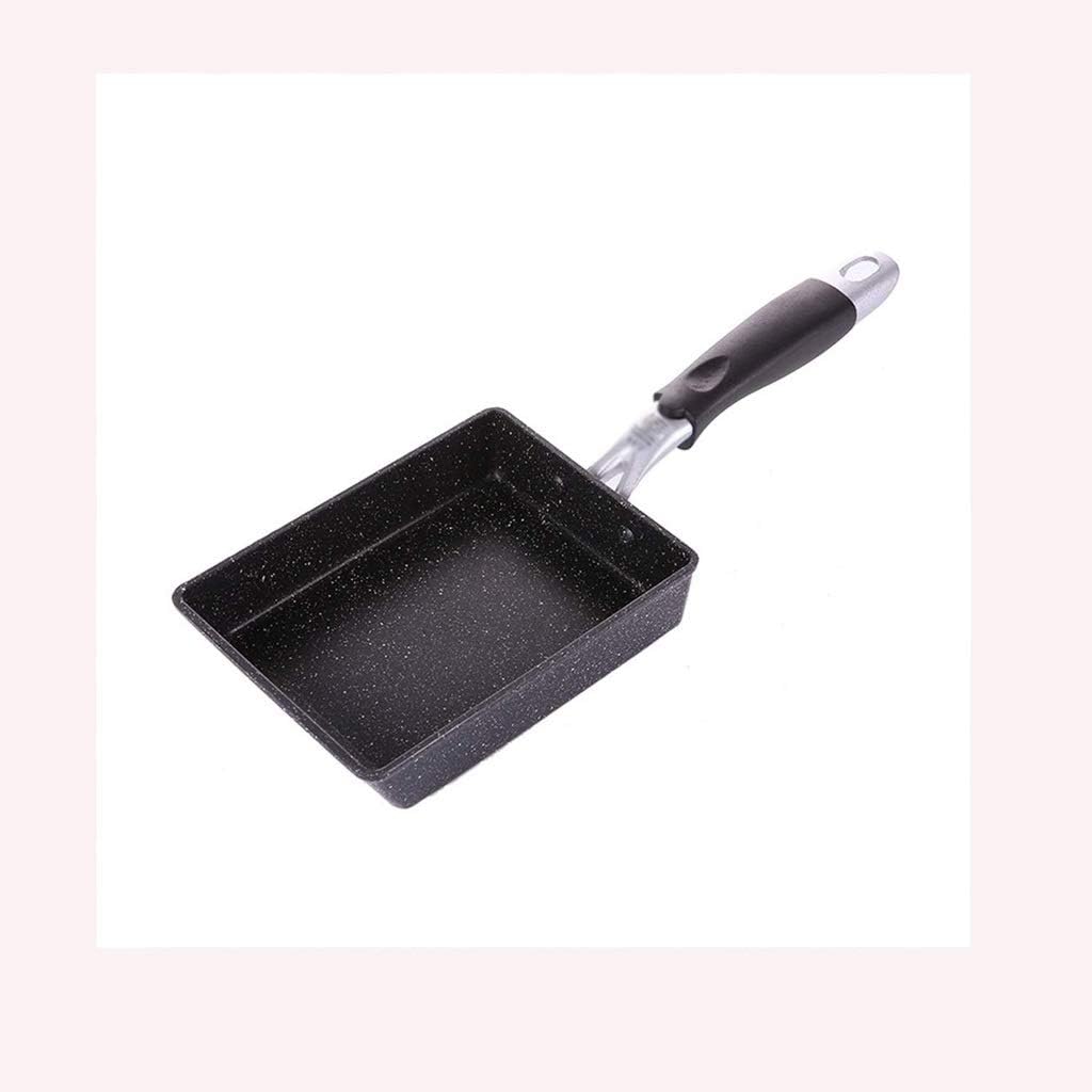 Aluminum Frying Pan - Omelette Non-stick Coating, Mini Rectangular, Breakfast, and Safety, Black