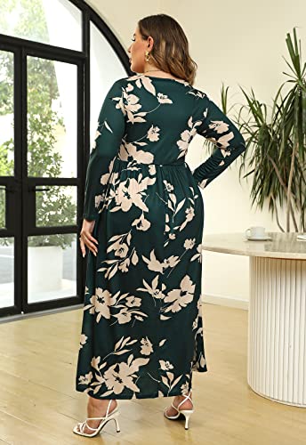 Image of Nemidor Plus Size Maxi Dress for Curvy Women Fall Casual Loose Long Sleeve Dresses with Pocket 14-26