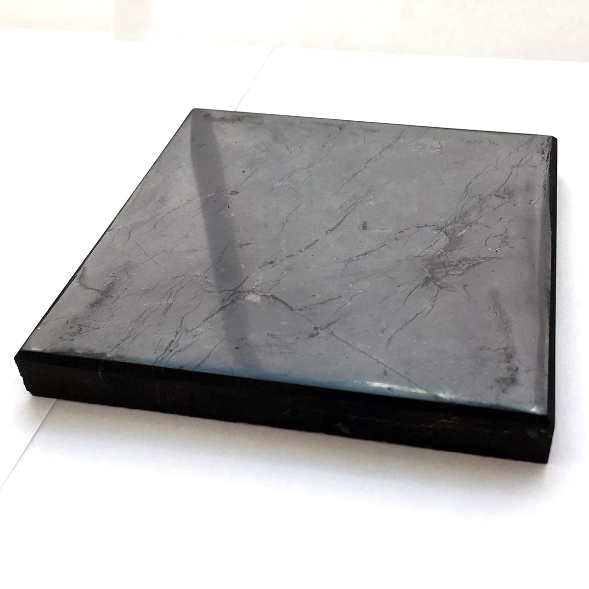 KASHUShungite direct from Karelia: shungite tile, 10 x 10 x 1 cm, polished