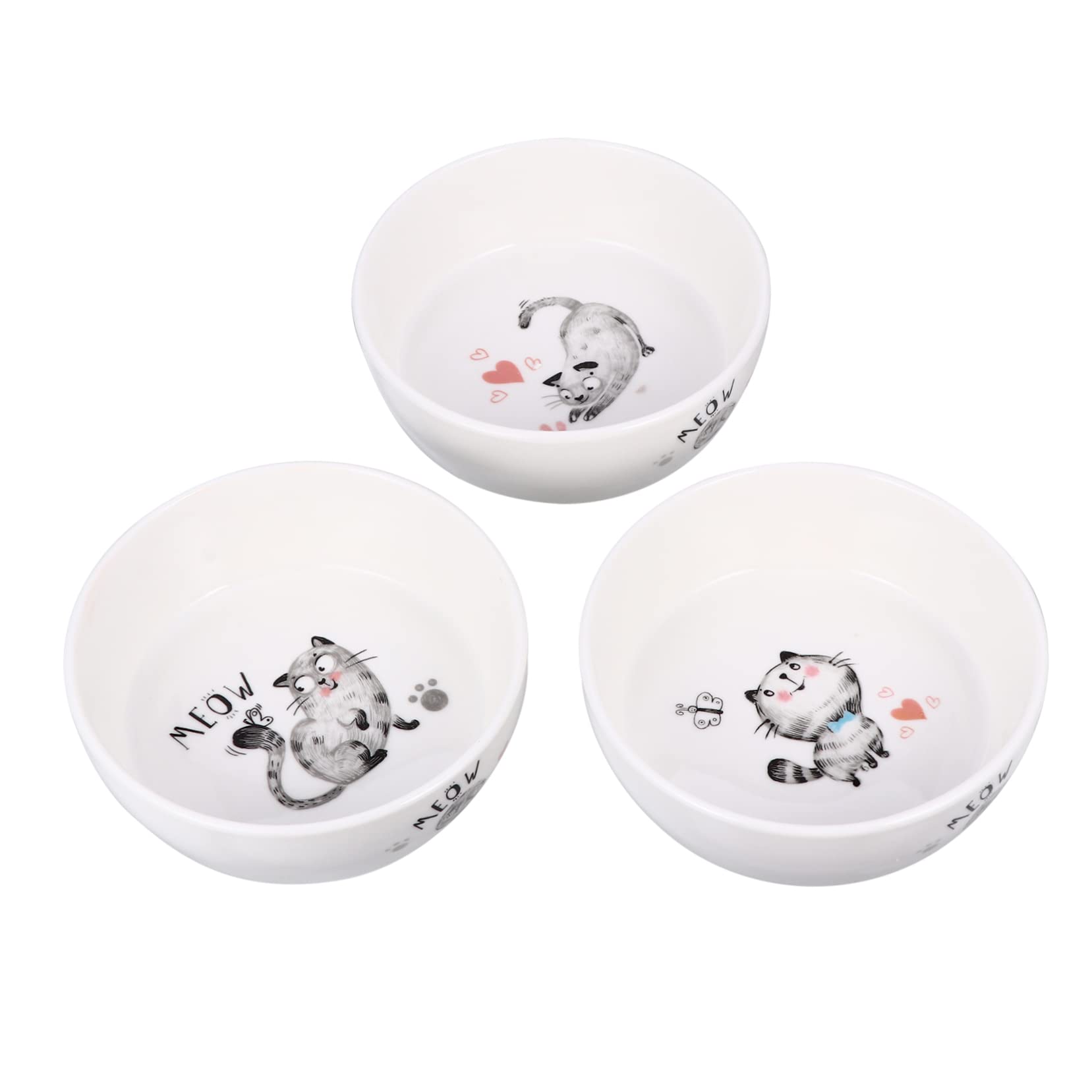 Comedero para Gatos de Cerámica con Diseño Adorable Cuenco Antideslizante para Alimentación y Agua Fácil de Limpiar para Gatitos y Mascotas Pequeñas