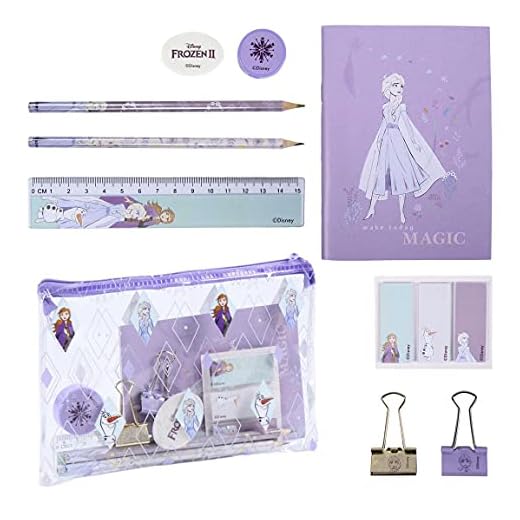 Cerdá - Set Escolar Completo con Estuche Transparente y Material de Frozen - Licencia Oficial Disney