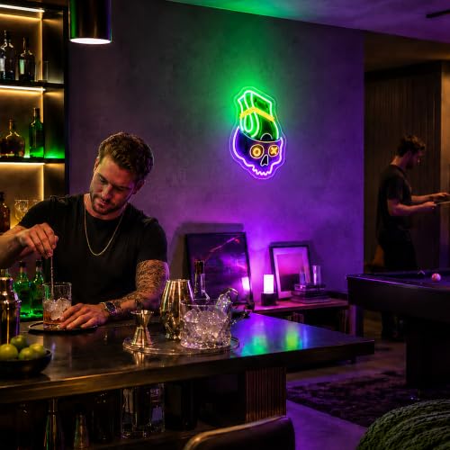 Image of Money Neon Sign for Wall Decor Dimmable Skull Led Neon Light Sign