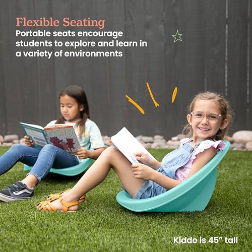 Image of ECR4Kids Leaf Floor Seat, Rocker Chair, Seafoam, 6-Piece,Plastic