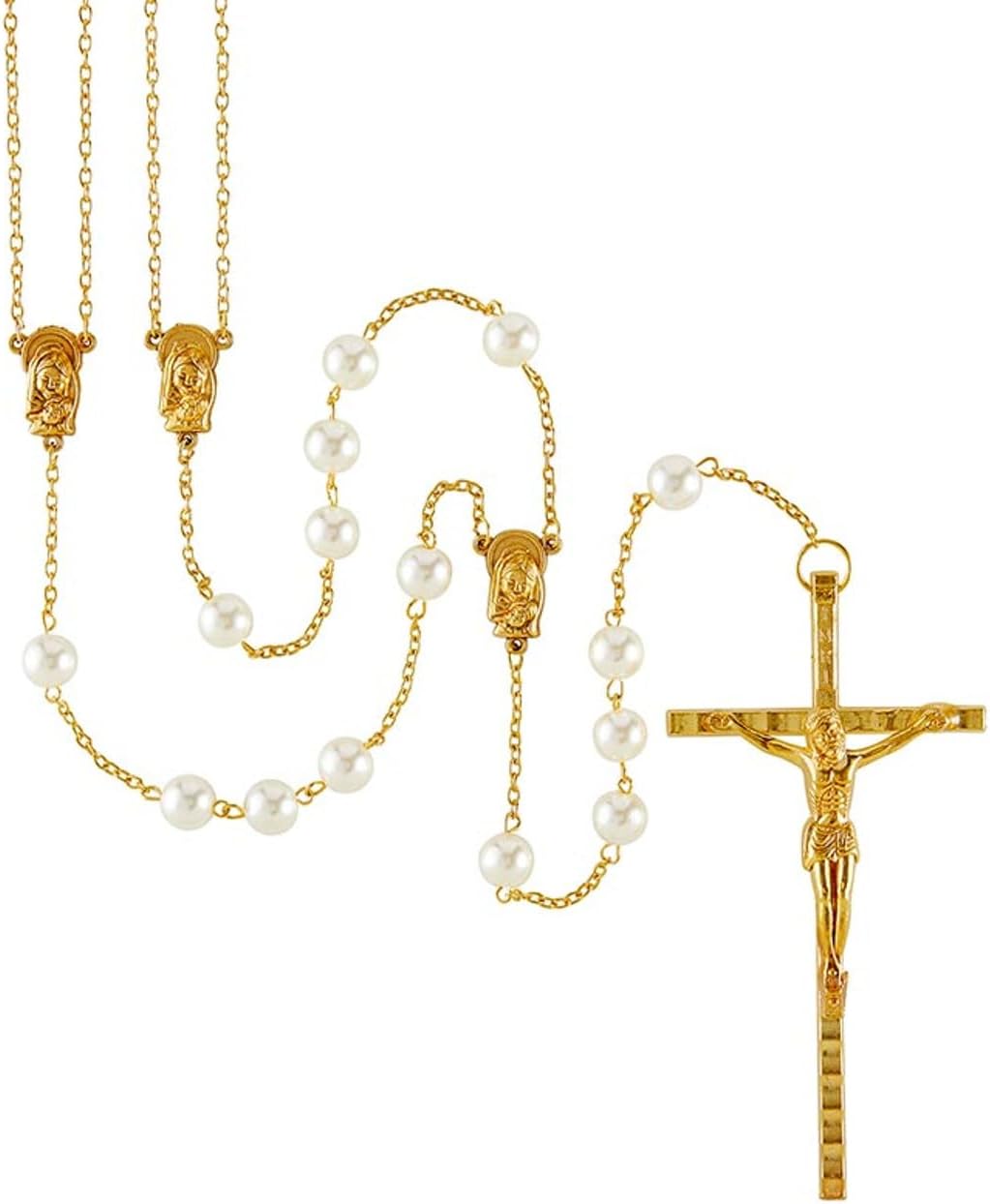 Autom Wedding Lasso Rosary, Gold, 10mm Simulated Pearl, Unisex, Adult, Hispanic Wedding Couples
